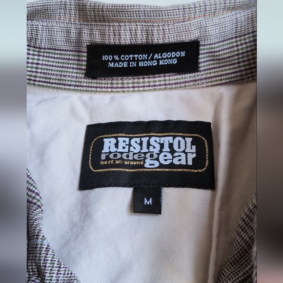 Vintage Resistol Rodeo Plaid Button Down Shirt Mens Large Western Wear Medium - Picture 6 of 6